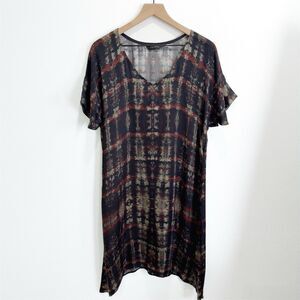 APNY 100% Silk Dress Womens Medium Black Geometric Whimsigoth Fairy‎ Grunge Soft